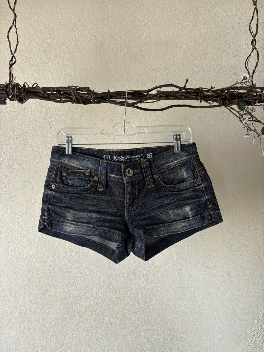 GUESS Women's Dark Wash Denim Jean Shorts - Faded Blue